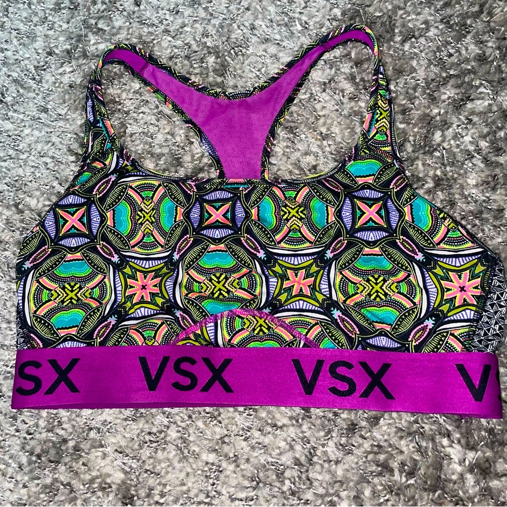 Victoria Secret VSX Low Impact Multicolor Racerback Sports Bra- Size XL